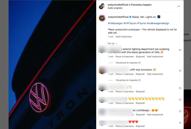 nuova volkswagen tyron teaser instagram