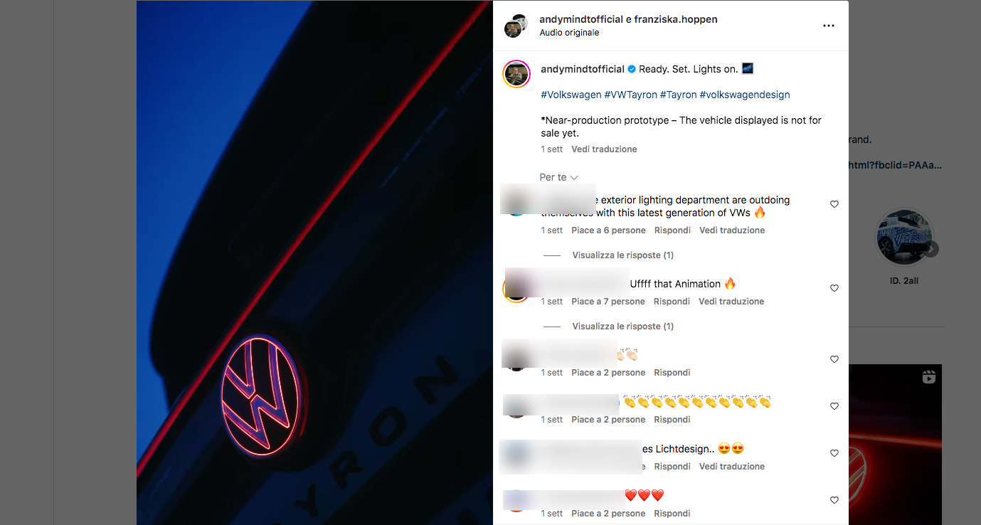 nuova volkswagen tyron teaser instagram